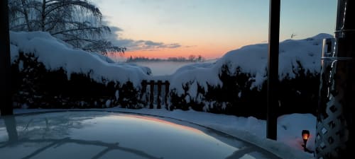 Au chalet, vue sous la neige, Lorraine, Vosges, Fredgîtes, location. 