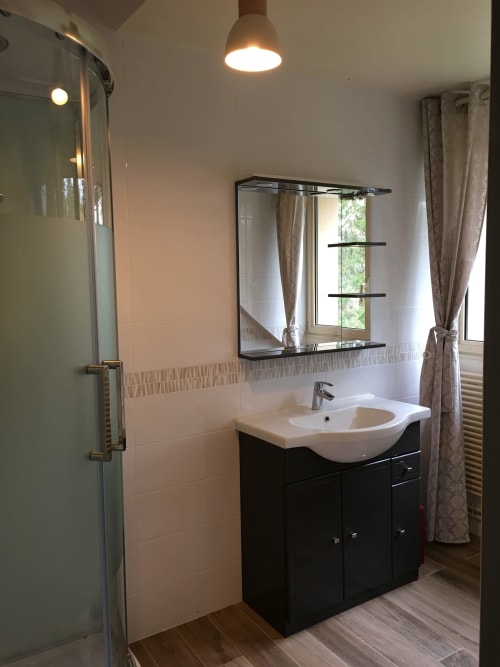 Suite familiale de 2 Chambres dont une de 3 personnes et une de 2 personnes avec vue sur jardin et lac - Salle de bains