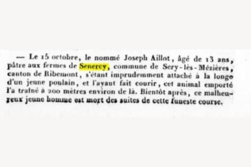 Accident au domaine de senercy