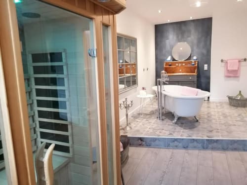 Salle de bain, baignoire, sauna privatif, logement, appartement, Le 43.