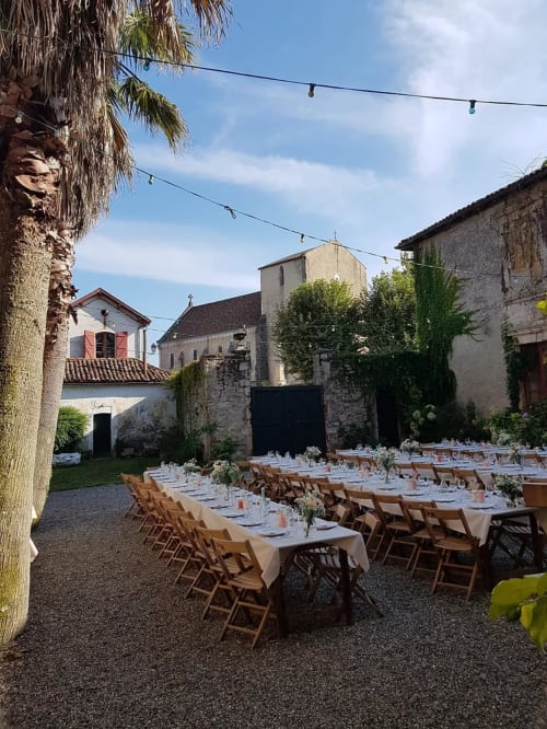 Table de mariage en été -  Château d'Estrac, Pays Basque