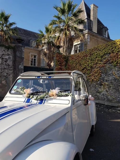 2CV mariage - Château d'Estrac - Hastingues