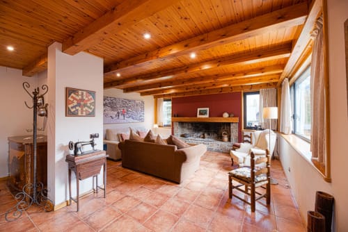 salón, chimenea, vistas al jardín