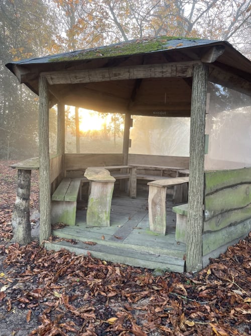 Le kiosque du jardin au petit matin - Domaine du Plessis Grimaud, Saint-Viaud, Loire-atlantique