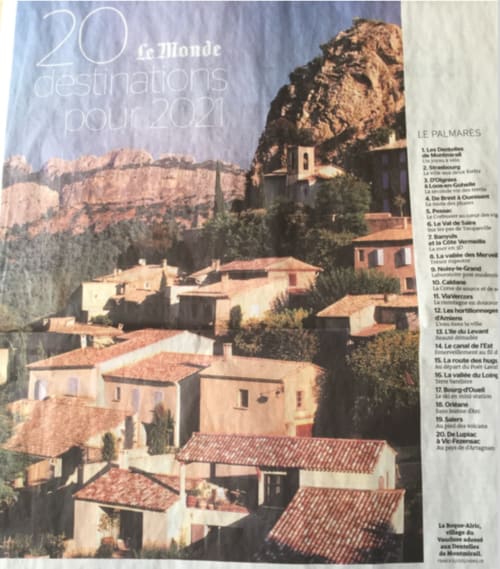 Le Monde article - 20 destinations pour 2021 - La Roque Alric en été - Les Terrasses De La Roque Alric