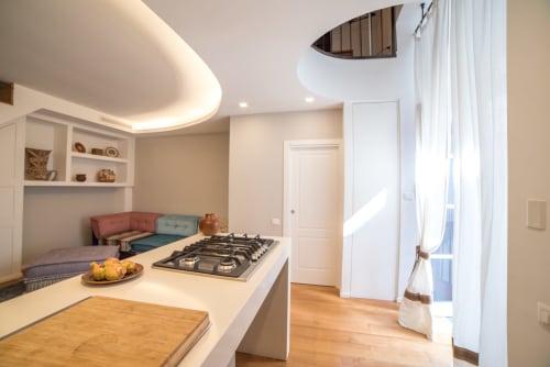 Carlo III | Corte Capomazza Apartments Naples, 4 people, double bed, living room, kitchen, private bath, shower, jacuzzi, whirlpool, tub, 2 floors