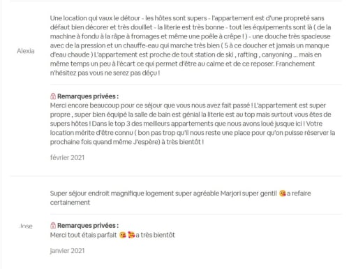 Avis clients sur l'hôtel Marjori au Lauzet-Ubaye vantant ses logements et équipements