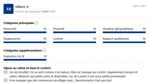 Avis d'hôtel pour Marjorie au Le Lauzet-Ubaye : 10/10 en confort, localisation et propreté