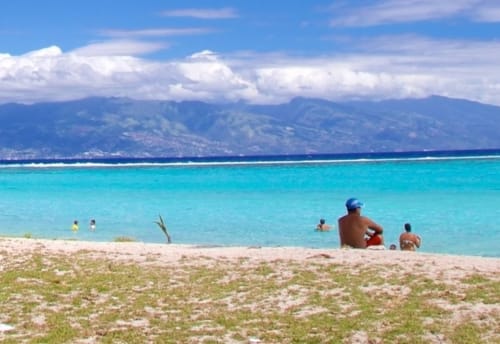 Plage de temae, lagon bleu turquoise, Moorea Lodge, Tahiti