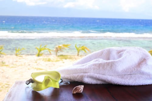 masque coquillages, plongée sous marine, moorea lodge, Tahiti