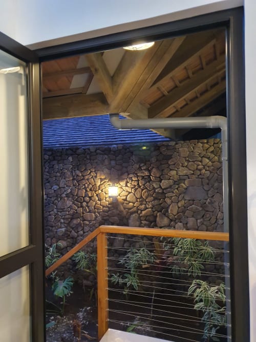 Escalier, douche, villa, BUNGALOW ATAU - MOOREA LODGE, Tahiti