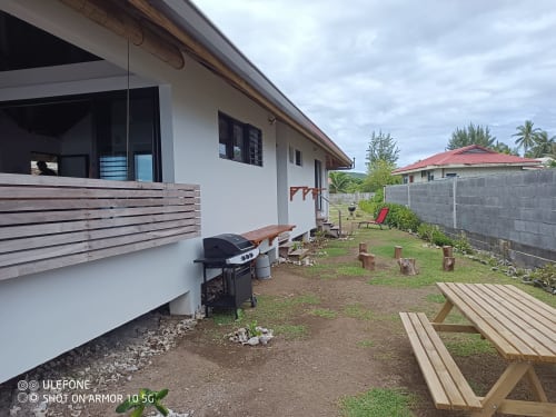garden, barbecue, villa with view French Polynesia, BUNGALOW AUI - MOOREA LODGE, Tahiti