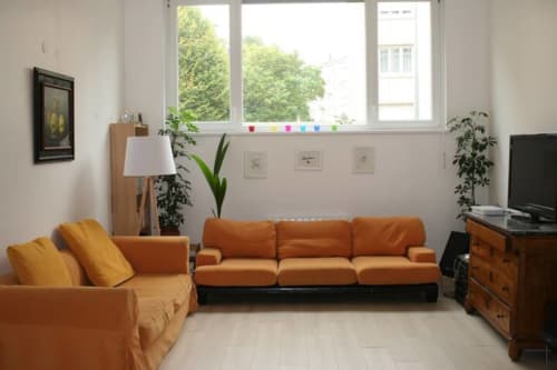 R appartements - Strasbourg - location d'appartements- Appartement Orangerie Cosy- meublés de tourisme Strasbourg- appartement T4- cuisine équipée- salon- séjour- canapés- grandes fenêtres- meublés de tourisme- Tv Hd- Fibre-