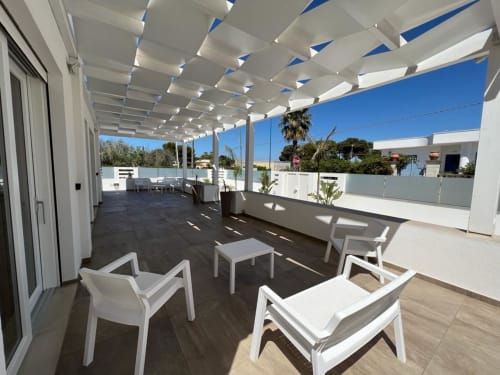 Elite Apartment Garden 02 | Elite Luxury Residence Case Vacanza Torre Suda, Puglia, Gallipoli, Salento, piscina, vacanze, mare, Maldive del Salento, letto matrimoniale, letti singoli, cucina, bagno privato