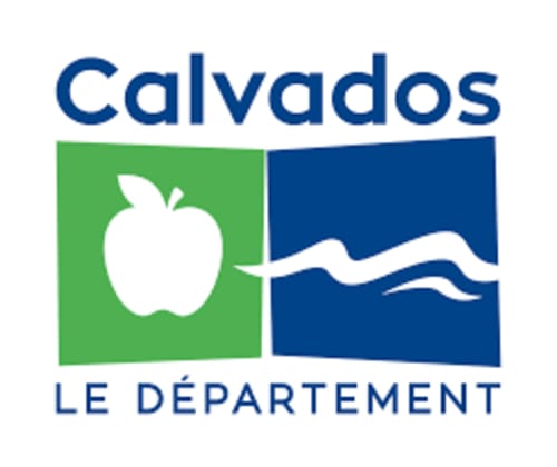Logo du département du Calvados avec emblème de pomme et ondulations marines de la région d'Isigny-sur-Mer