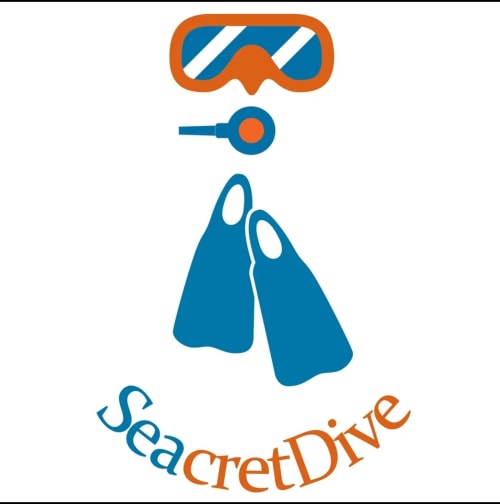 Logo SeacretDive con maschera subacquea, boccaglio e pinne per Gites Kaladja a Port-Louis, Guadalupa