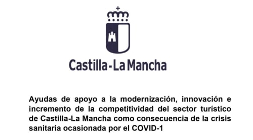 Castilla-La Mancha tourism support program logo for rural accommodations like Casa Rural La Perla