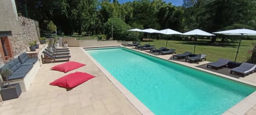 piscine, transat, soleil