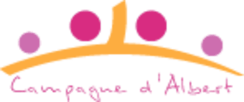 Logo Campagne d'Albert avec arc orange et cercles rose, gîte et petit-déjeuner à Marseille