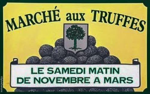 Affiche vintage du marché aux truffes de Grignan, samedi matin de novembre à mars
