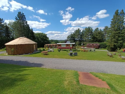 Les Refuges Du Chalet yurt and vintage caravans in garden setting, Jalhay Belgium
