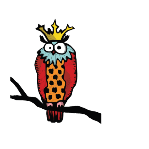 Logo fantaisiste de hibou couronné pour la chambre d'hôtes Le Grand Duc à Valenciennes, France