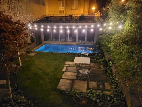 jardí piscina apartament allotjament Olot Garrotxa Fàbrica descals