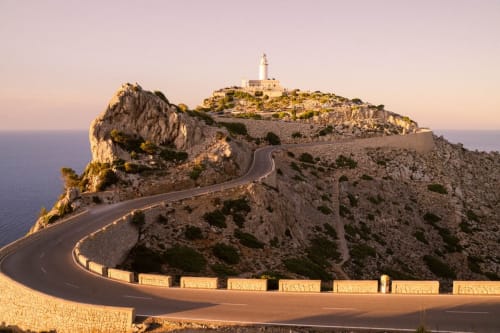 Scenic coastal road leading to Formentor lighthouse near Hotel Sa Roqueta in Can Picafort, Spain