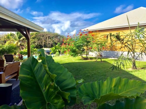 Jardin fleuri des cottages du lagon en Guadeloupe, à St François.
