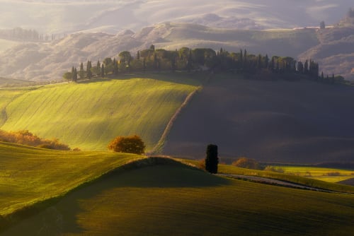 Paesaggio tipico della Val d'Orcia in Toscana.