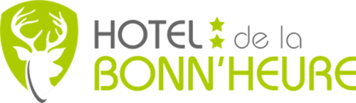 Logo de l'Hôtel de la Bonn'Heure avec emblème de cerf, hôtel 2 étoiles à Bracieux, France