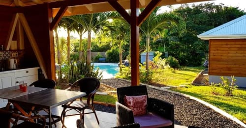 Salon cosy des cottages du lagon