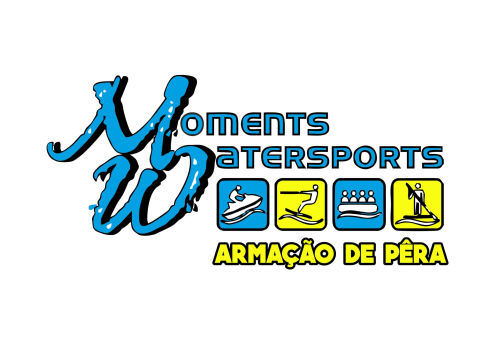 Logo M Moments Watersports para atividades aquáticas em Armação de Pêra: jet ski, wakeboard, barco e paddleboard
