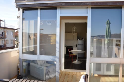 Casa Marzi in Pesaro with small veranda with armchair - near B&B Albornoz in Urbino, Marche.