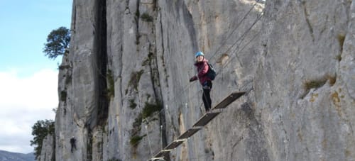 Rock climber on limestone cliff near Grignan, France adventure activity
