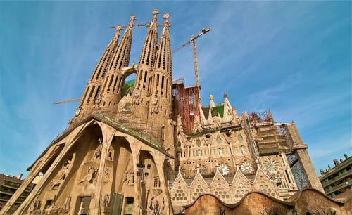 Sagrada Familia basilica in Barcelona viewed from Mira Barna apartment in Clot Patio 1