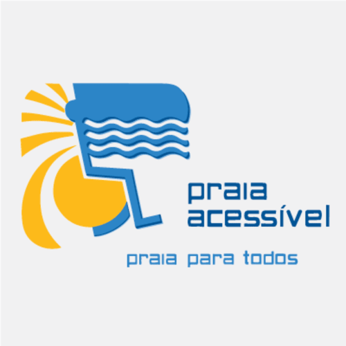 Logo Praia Acessível mostrando figura acessível de praia com sol e ondas para Residências Armação Beach