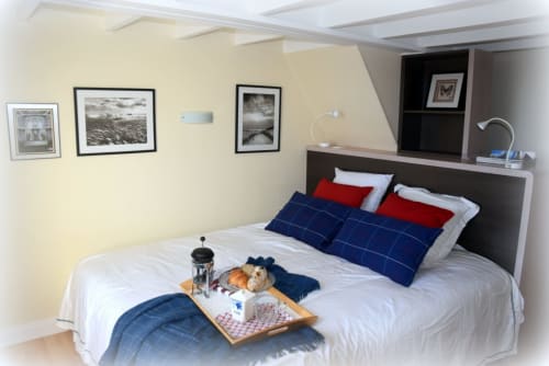 chambre vue mer cosy bretagne finistère morbihan Chambre   au 1er étage  de La Maison du Pêcheur, Doëlan, confortable et lumineux ; grande maison vue mer plage à pied 