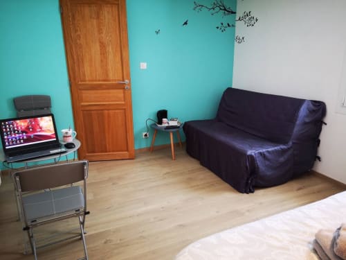 Coin salon, travail, ordinateur, 