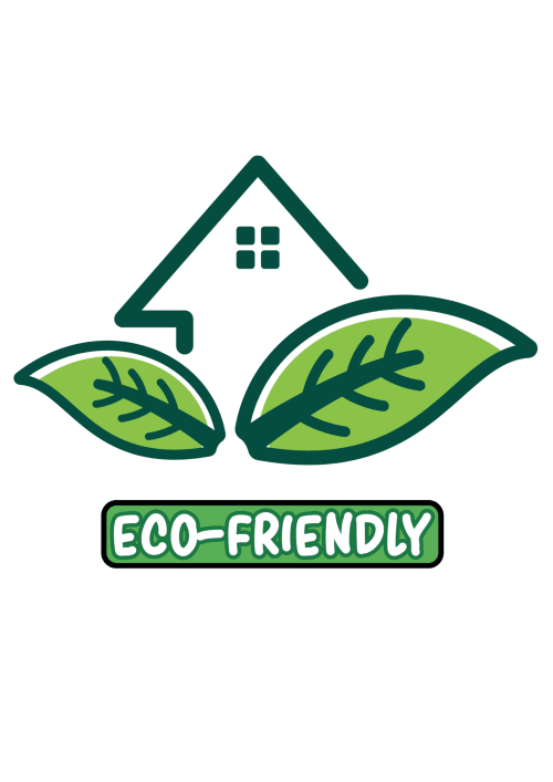 Logo ecológico de Cabañas Compostela con casa y hojas verdes de Santiago de Compostela