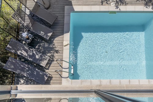 Swimming pool wood terrace villa Bruyeres 1 seasonal rentals in Corsica