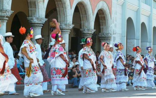 traditional festivities in merida with traditional costumes