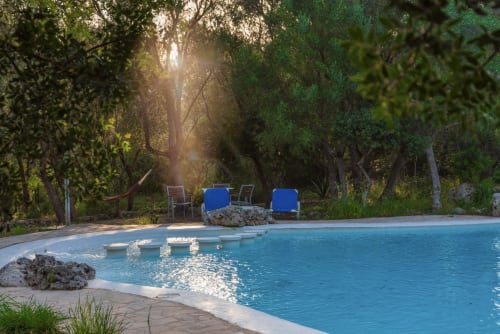 Sa Casa Rotja | Sineu, España. -Nuestra piscina al aire libre es especial. Es com un oasis en medio del bosque. Rodeado de plantas autóctonas como encinas, acebuches y pinos. Aguas cristalinas que invitan a sumergirte.