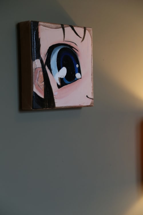 Anime-style eye art at Le Grand Duc boutique hotel in Valenciennes, France