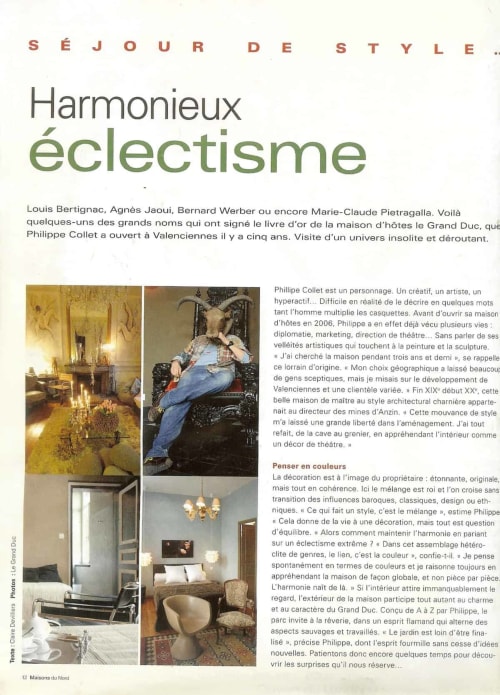 Le Grand Duc hotel in Valenciennes featuring eclectic interior design with vintage decor and artistic touches