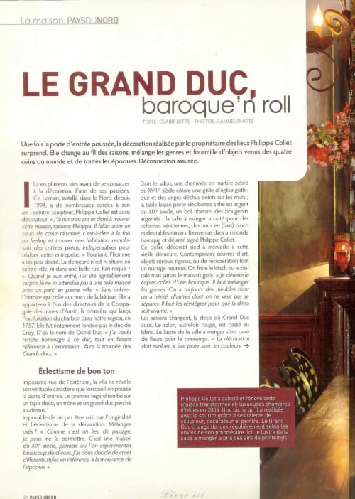 Le Grand Duc, une luxueuse maison d'hôtes à Valenciennes, avec sa décoration baroque et sa cheminée ornée