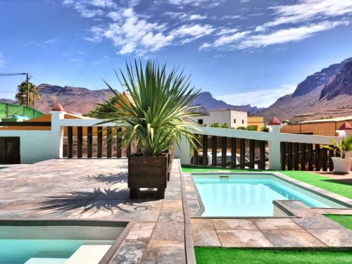 View of the privates swimming pools of the F&C holiday accommodation