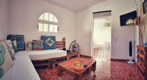 Panoramic image of the living room of Casa Belinda