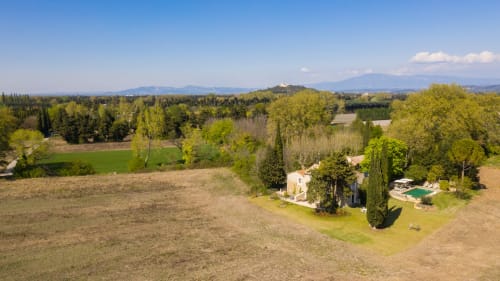 panoramic view on the Mas de la Sorgue and the surrounding nature in the heart of Provence- view on the Mont Ventoux- view on the Luberon- holidays in the green- holidays in the quiet- near l'isle sur la Sorgue- Vaucluse porvence attractiveness