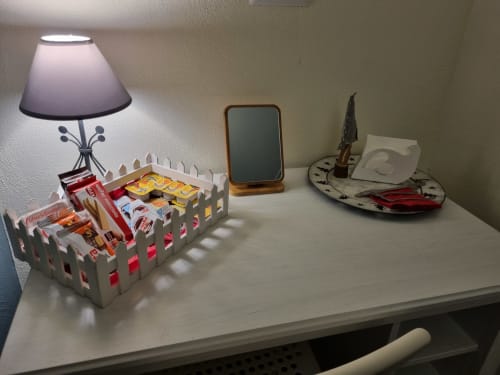 Desk in Superior Suite at B&B Il Conservatorio Naples with lamp, mirror, minibar organizer, and decorative items